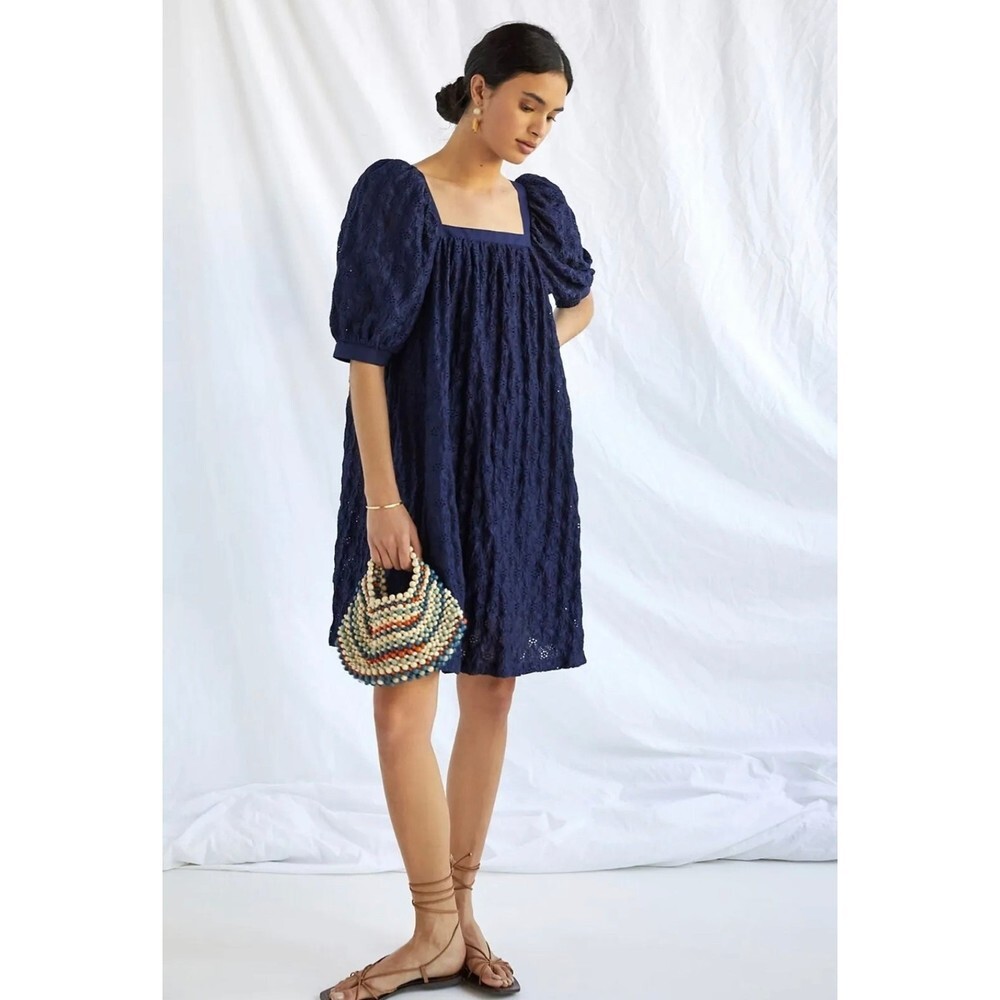 Anthropologie Maeve Eyelet Mini Dress Size Extra Small MSRP: $140
